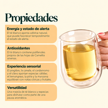 Cargar imagen en el visor de la galería, Propiedades del Té Blanco Chai: energía y alerta, antioxidantes, experiencia sensorial y versatilidad