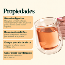 Cargar imagen en el visor de la galería, Propiedades del té Pu-erh Naranja: bienestar digestivo, antioxidantes, energía y sabor cítrico