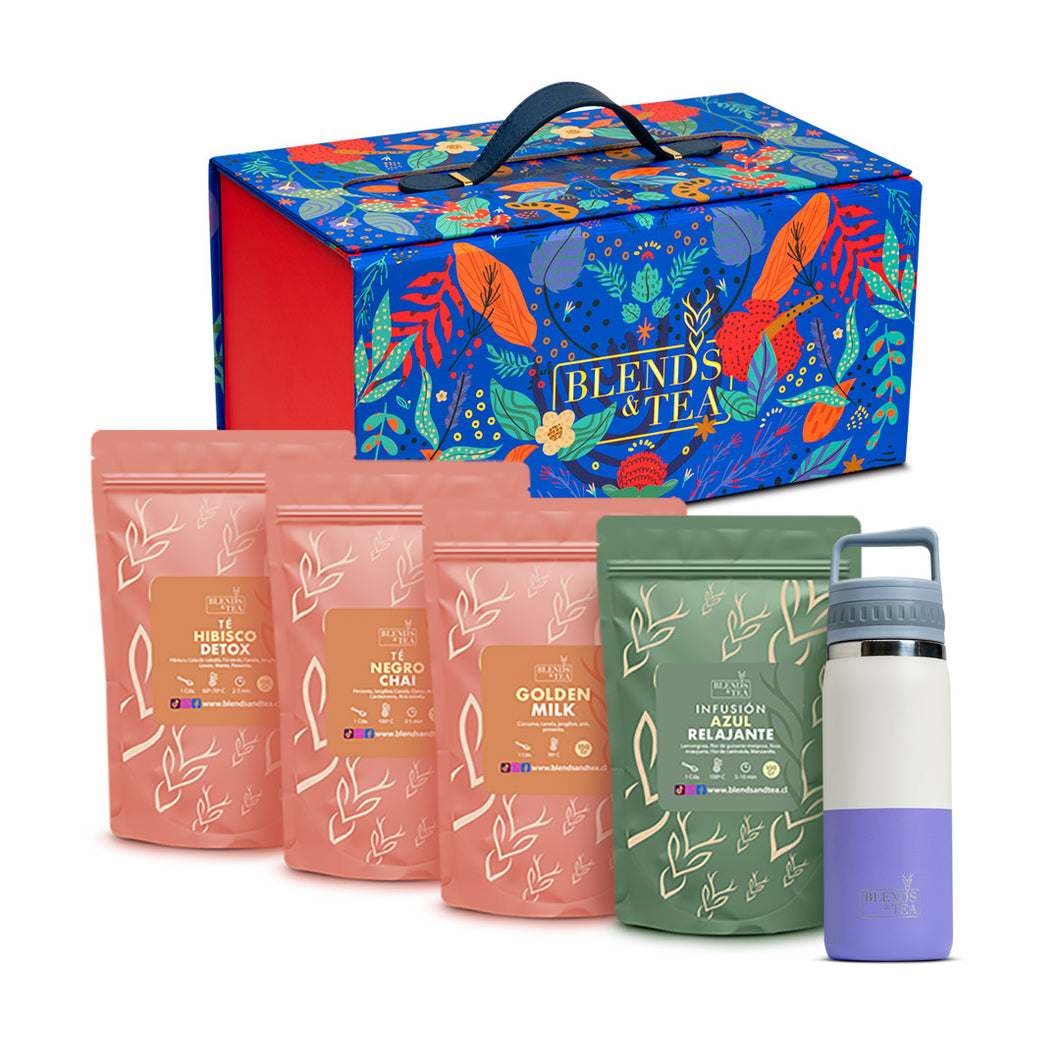 Pack Maleta de Regalo + Botella Infusora Bicolor + 4 Recargas Tés o Infusiones
