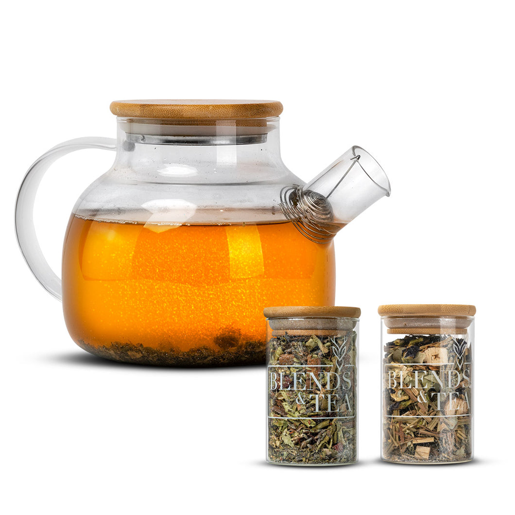 Pack Tetera Bambú + Infusiones Glitter