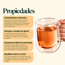 Cargar imagen en el visor de la galería, Propiedades del Té Pu-erh Rosas: antioxidantes naturales, energía, experiencia floral y equilibrio frutal
