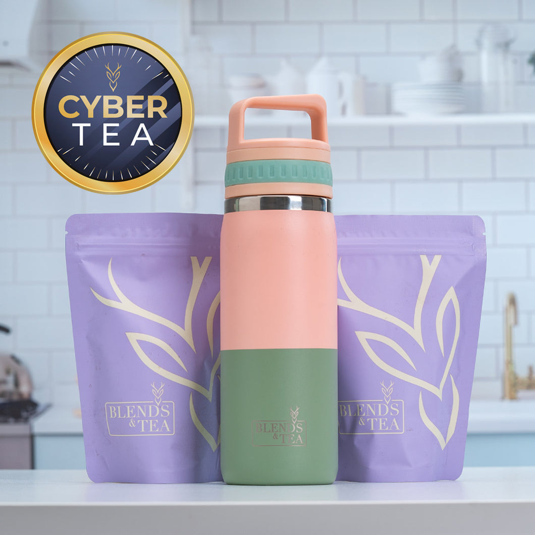 CYBER Botella Bicolor Rosada/Verde+ 2 Recargas 50gr