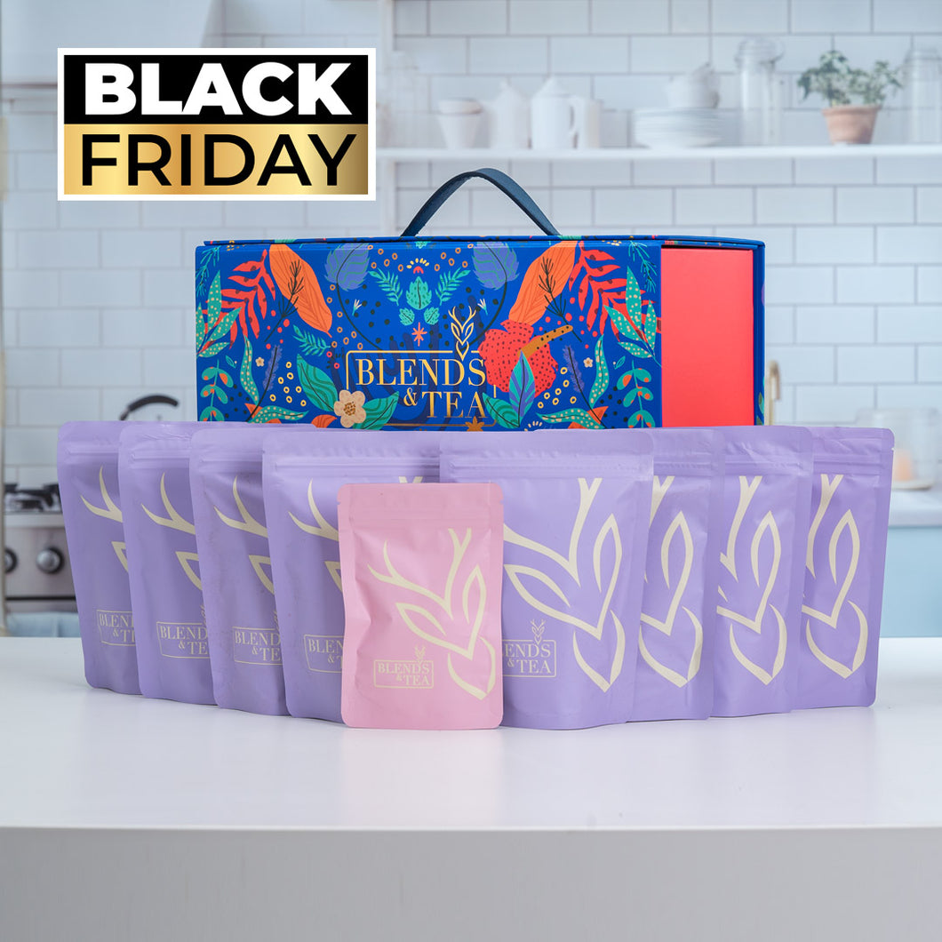 BLACK Pack Maleta de Regalo + 8 Recargas Tés o Infusiones 50gr+ Bolsitas infusoras